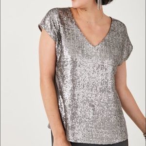 2/$50 Stella & Dot, Silver, Grey and Sequin Top